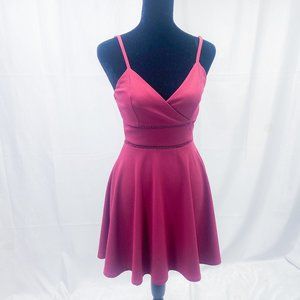 Red Skater Dress XXS Francesca's Mi Ami Brand Fit & Flare Flirty Dance Mini Teen